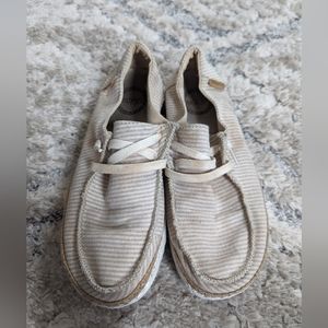 Wendy Chambray Striped Tan Hey Dude